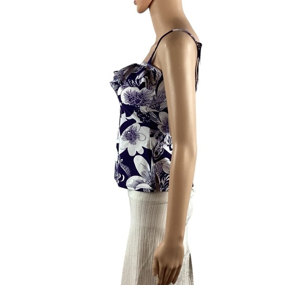 Island Escape Tahiti Bandini Swim Tankini Top Size 6 Blue Floral - Picture 4 of 7